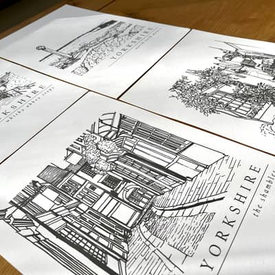 Hand illustrated Yorkshire prints