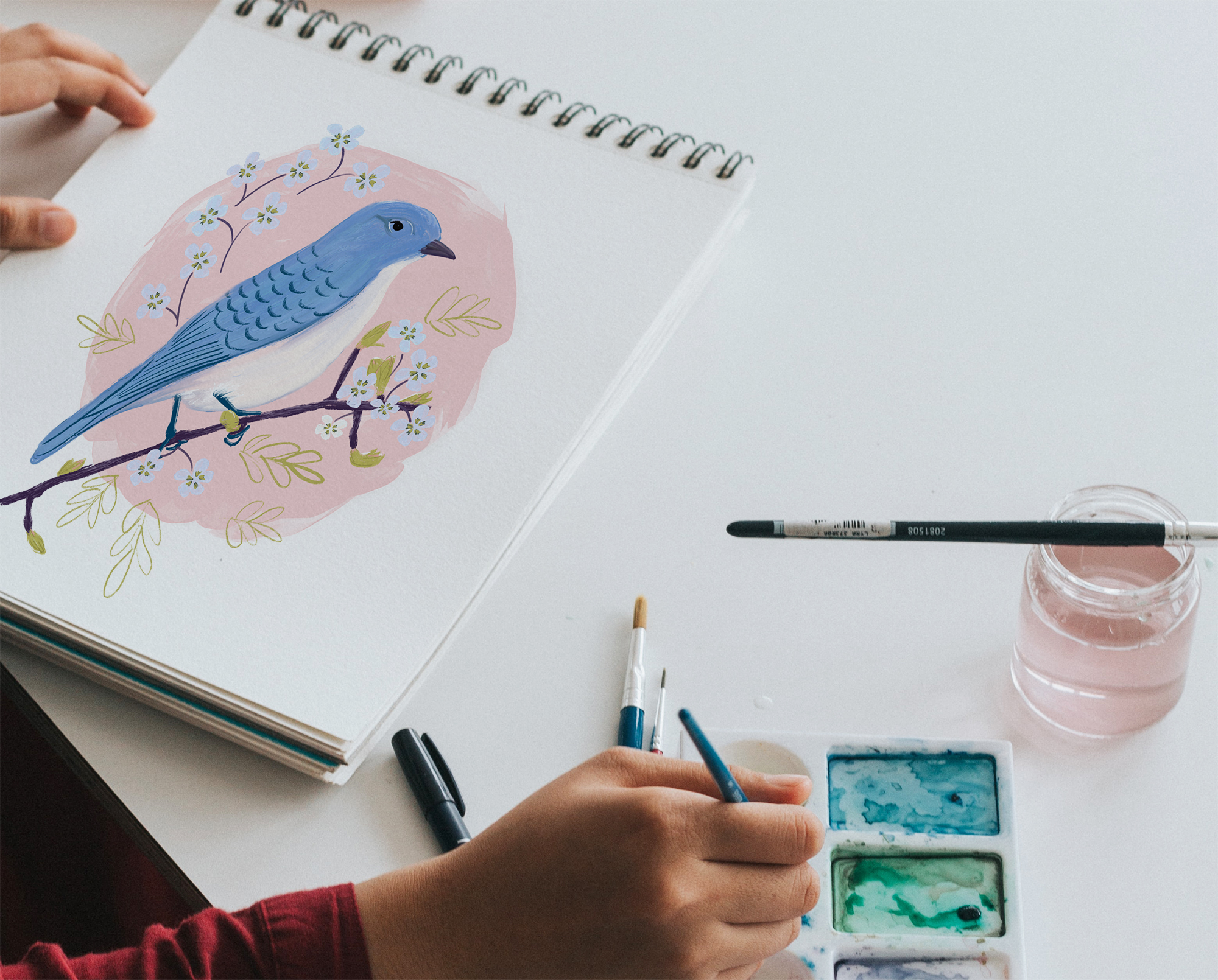 Behind the scenes painting a bird