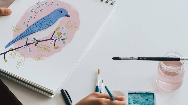 Behind the scenes painting a bird