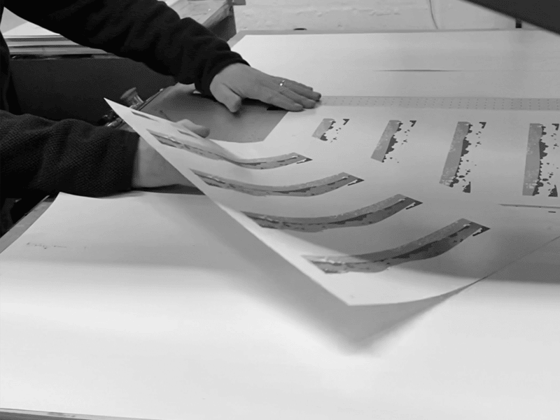 Mug decals being printed