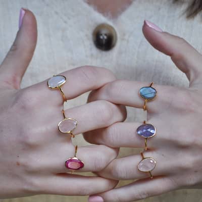 Ice Gem Rings - 18ct Gold Plated