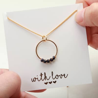Sapphire September birthstone raw gemstone necklace