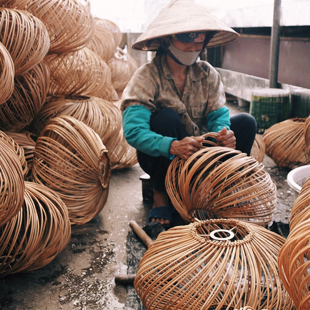 making lantern in Vietnamese villages