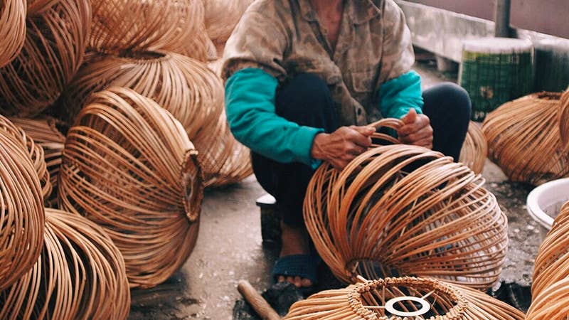 making lantern in Vietnamese villages