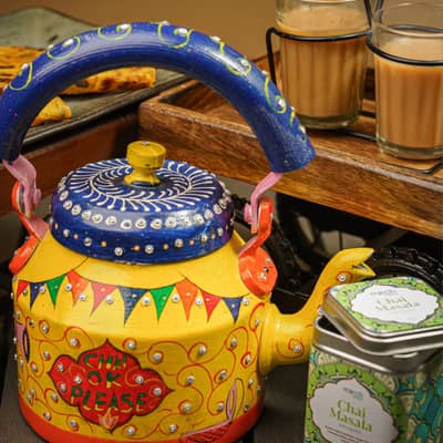 Chai Masala Tin and Tea Kettle