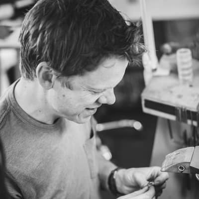 Ross on his workbench