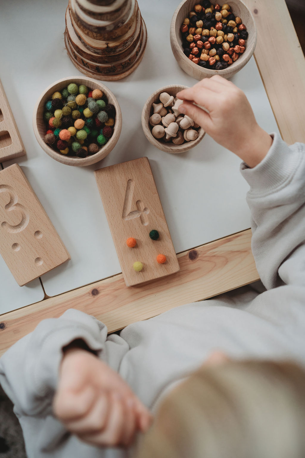 Wooden number counting boards