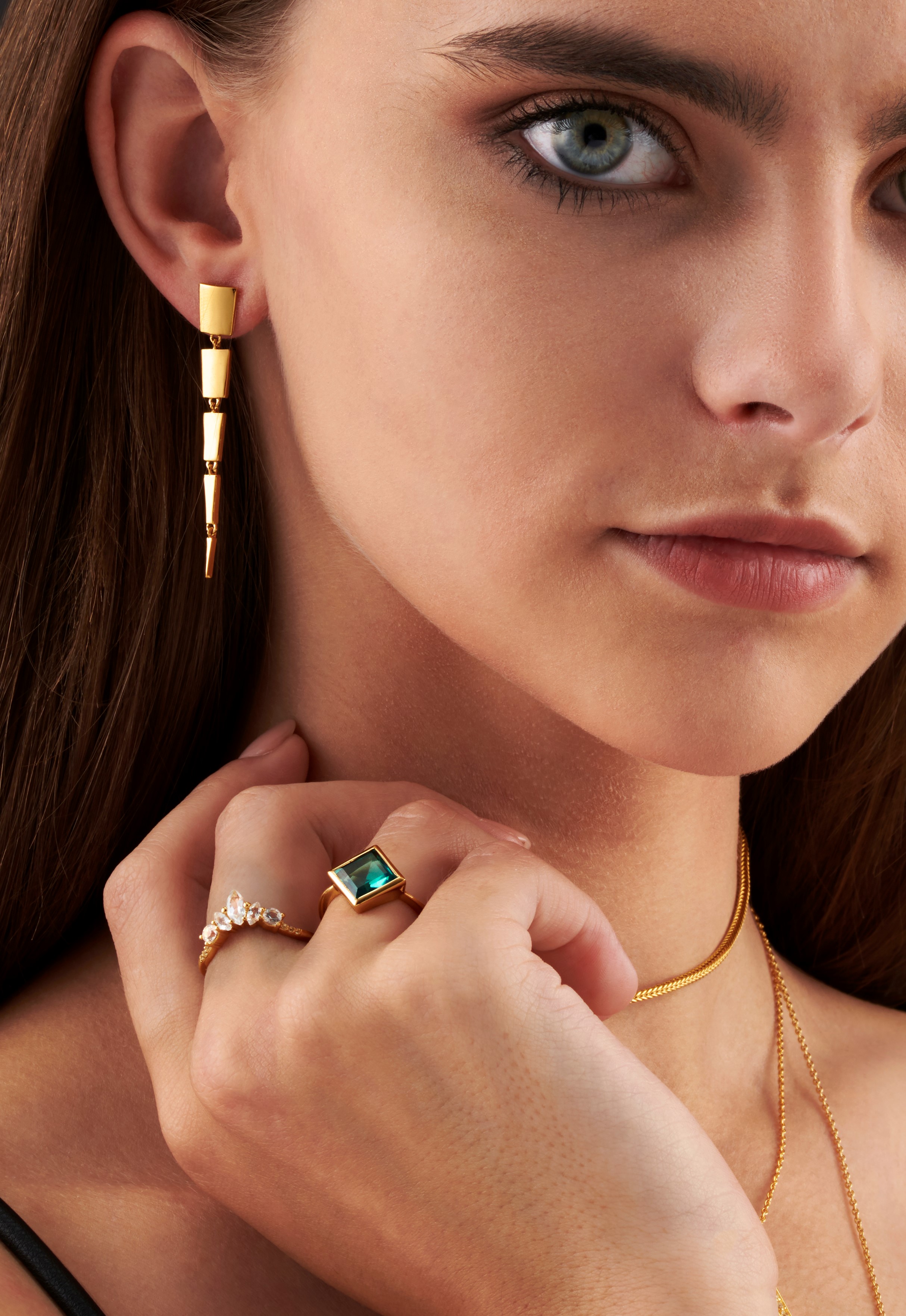 Multi Blue Baguette Ring 