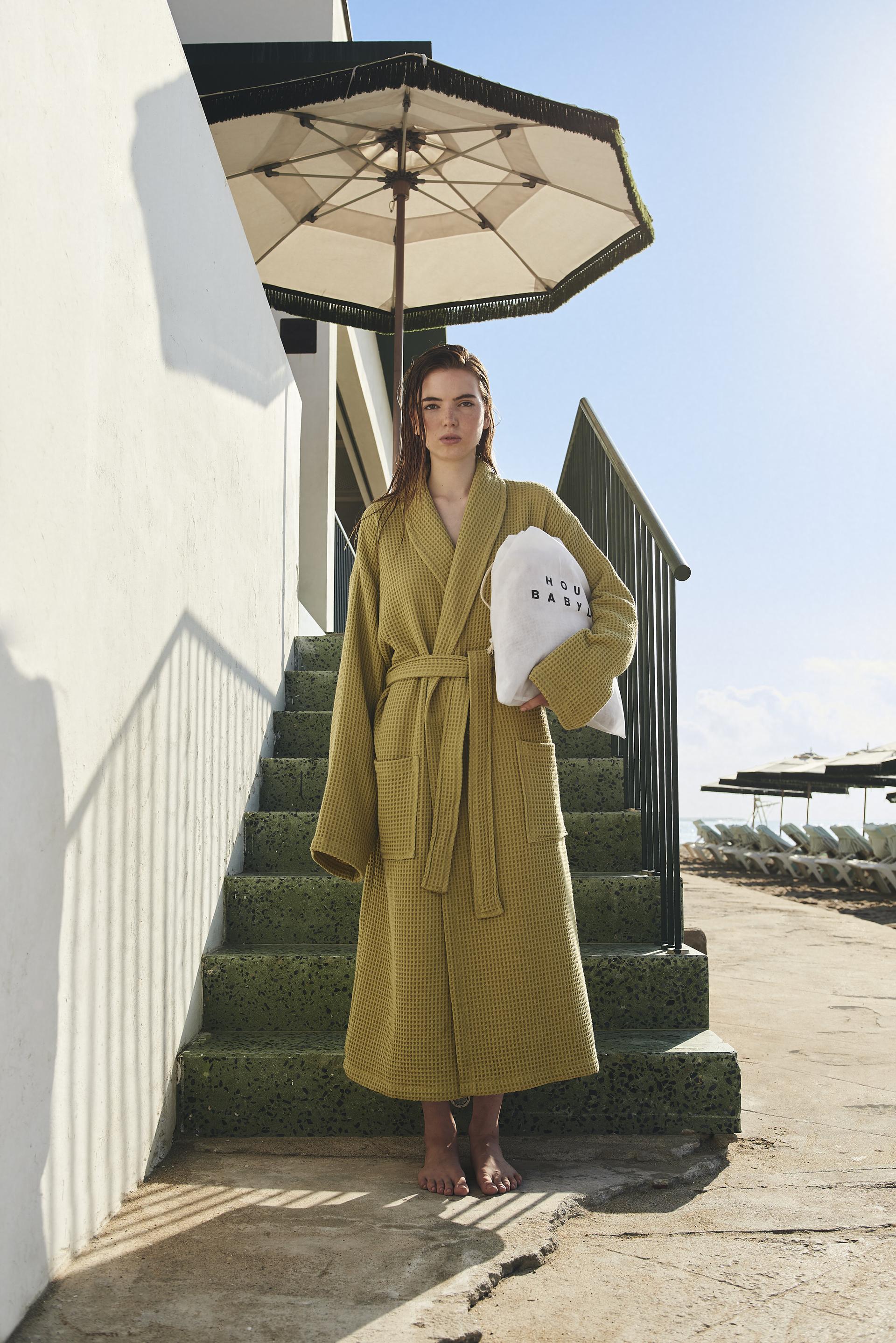 Our waffle Mustard bathrobe