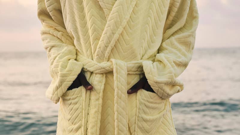 Our Velour lime bathrobe