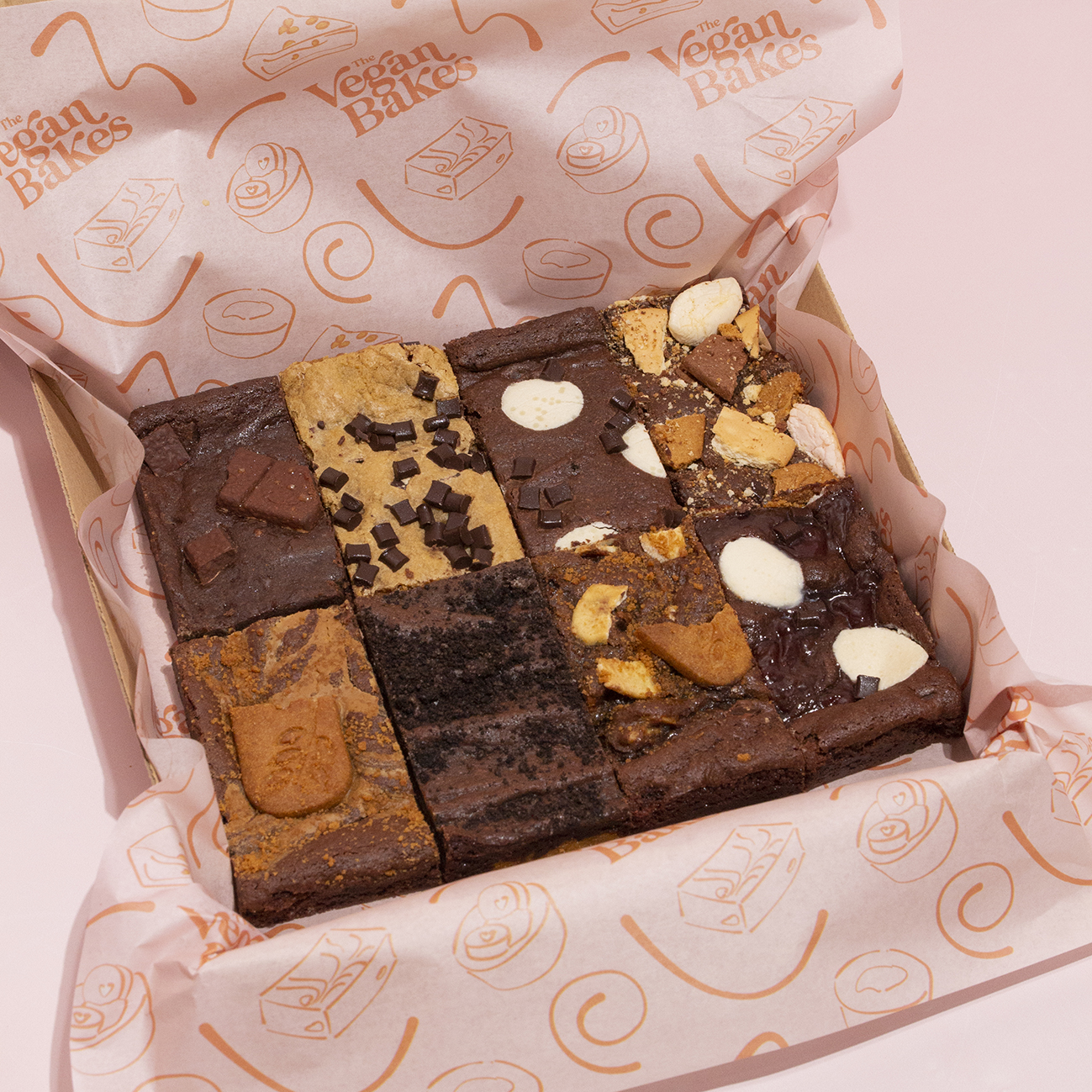 A box of vegan brownies