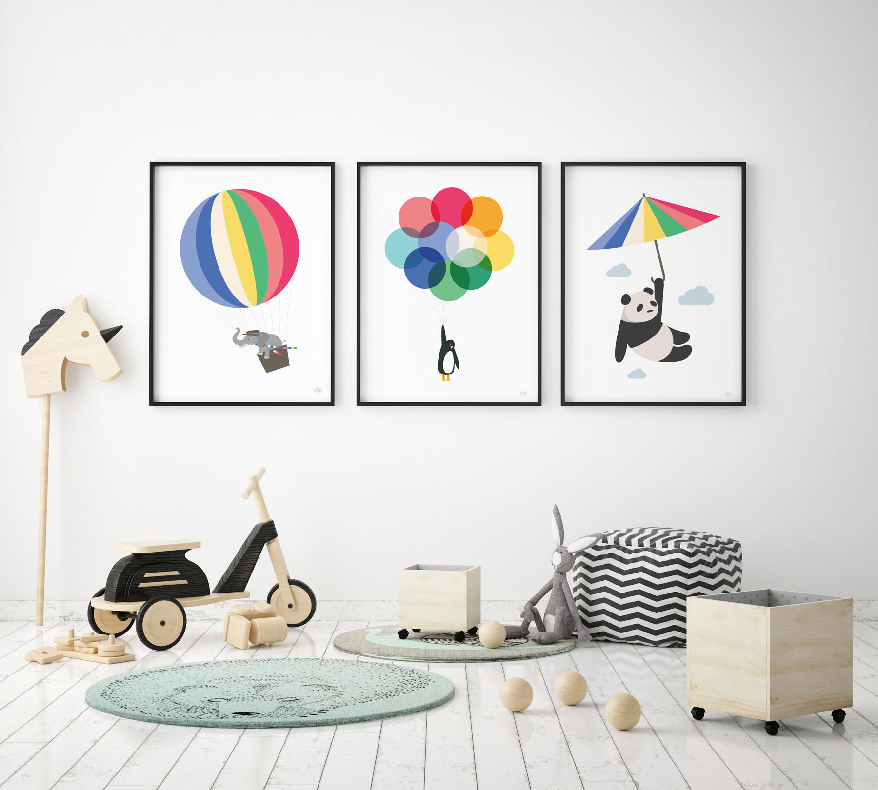 Mr Penguin Balloons Print