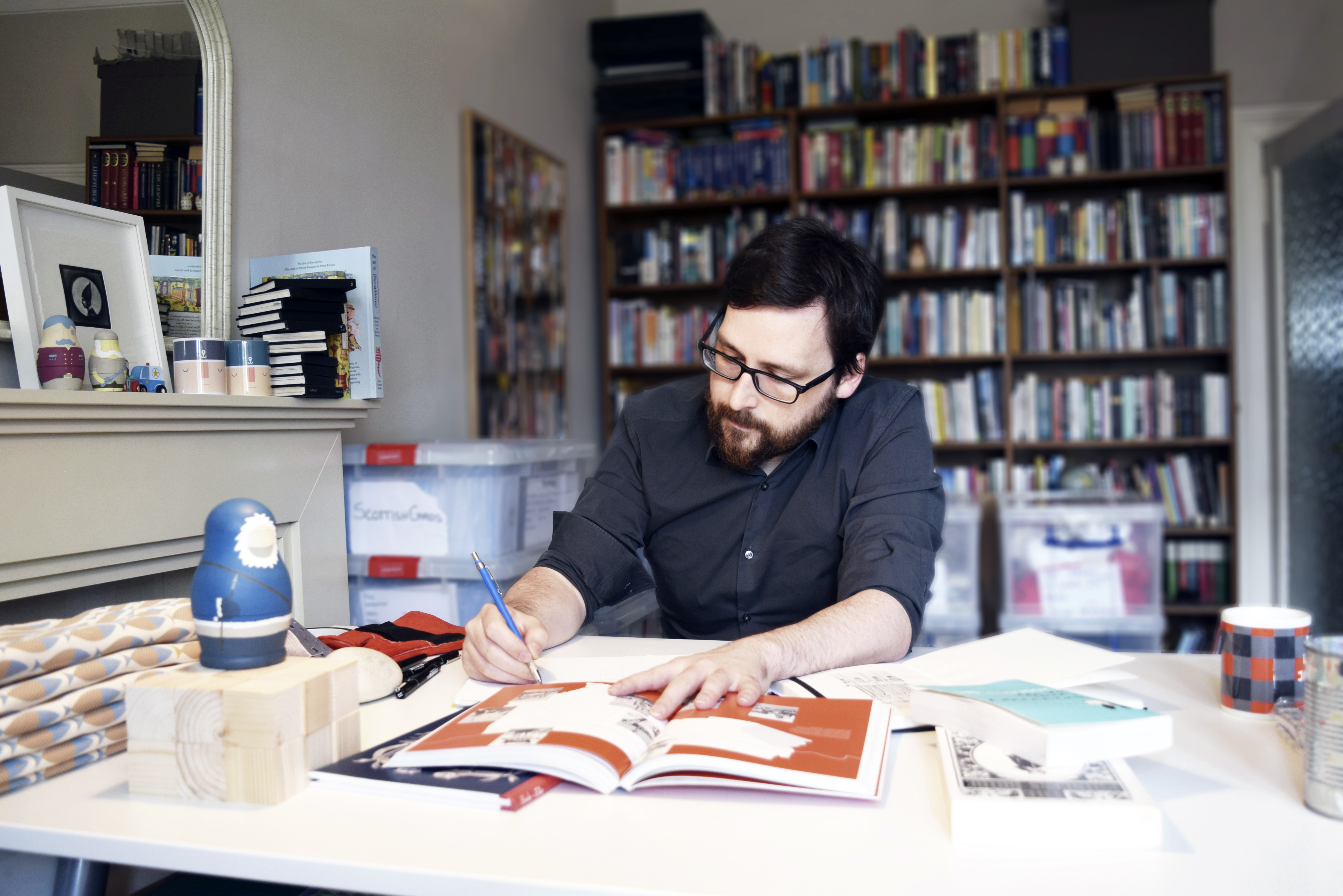 Working away in the studio on new designs