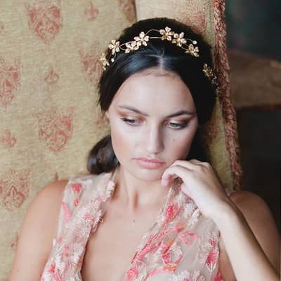 Agnes Walker Flora Gold Bridal Headpiece