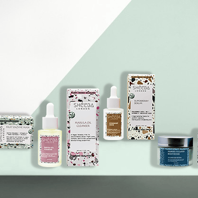 Sheeba london Marula Oil Cleanser, superberry serum, seaweed collagen moisturiser