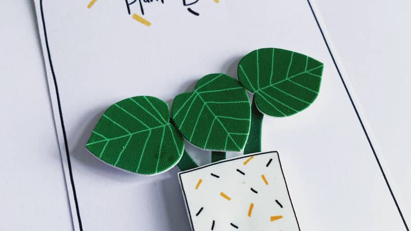 House plant brooch