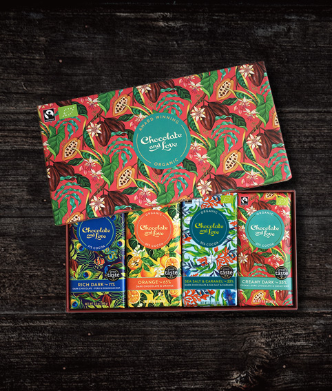 Luxurious chocolate gifts. Beautiful gift boxes with delicious chocolate.