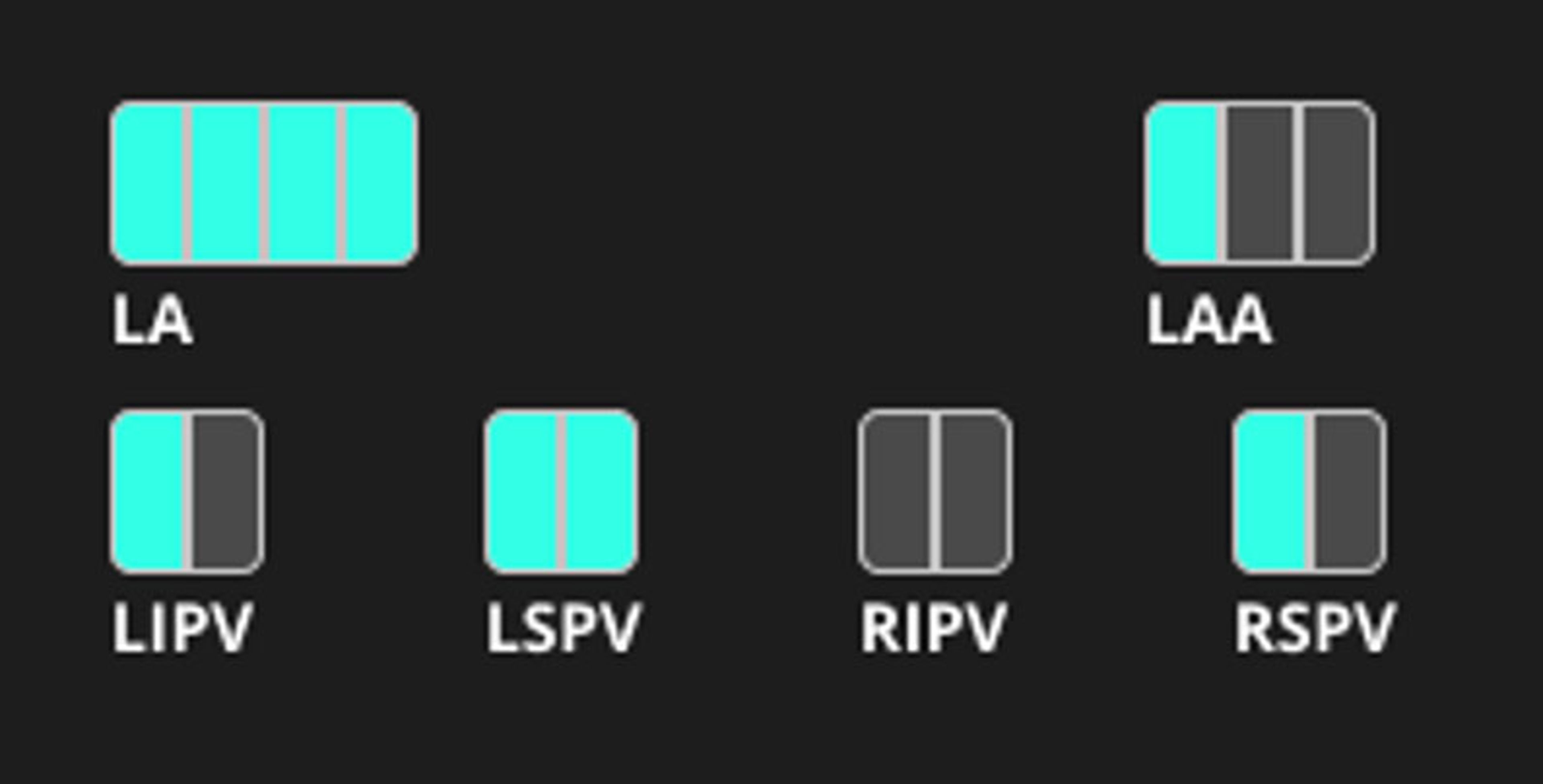 Visual indictors show when you’ve collected enough frames for each anatomical structure in the heart.