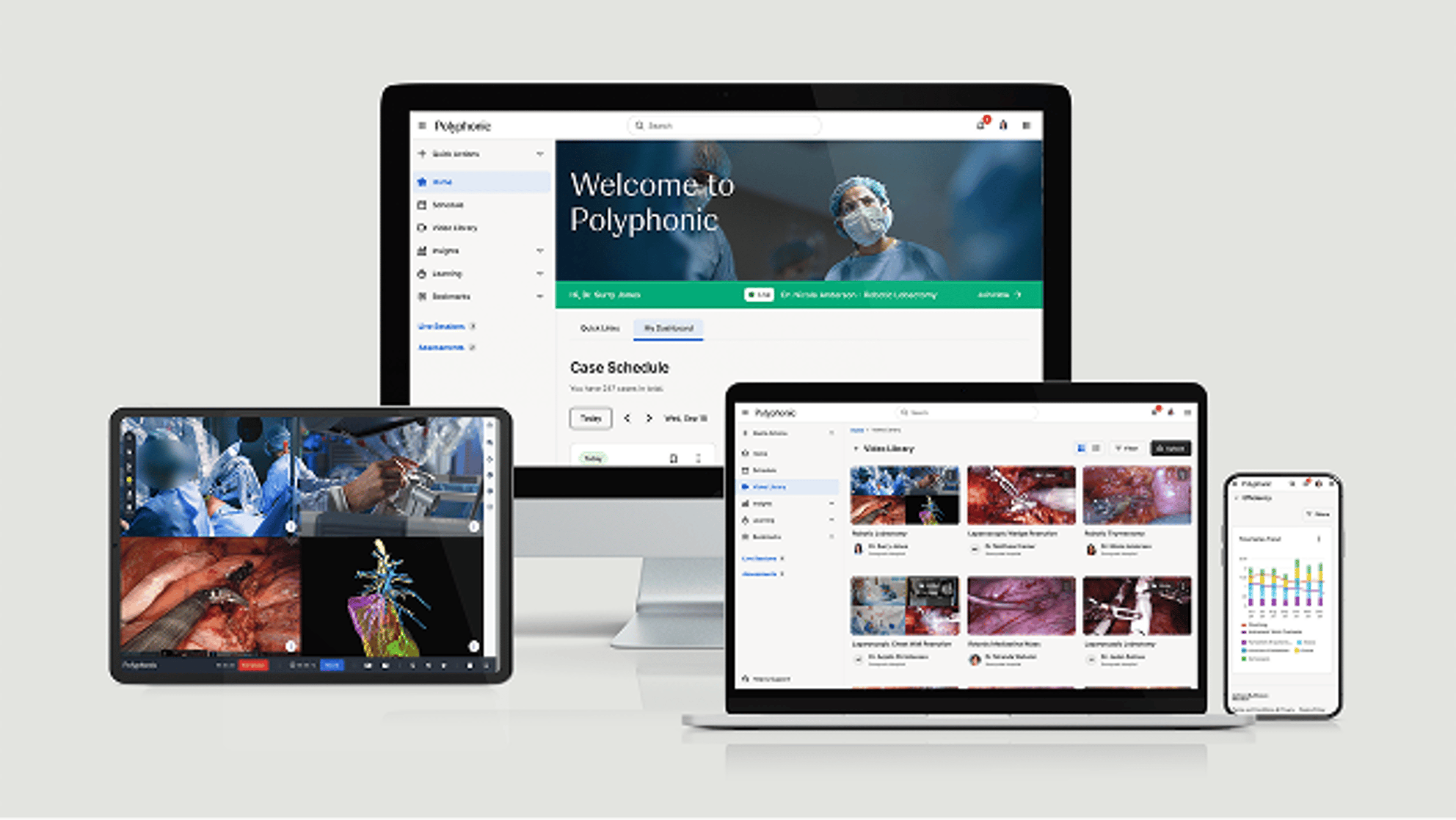 Polyphonic surgery solutions shown on device