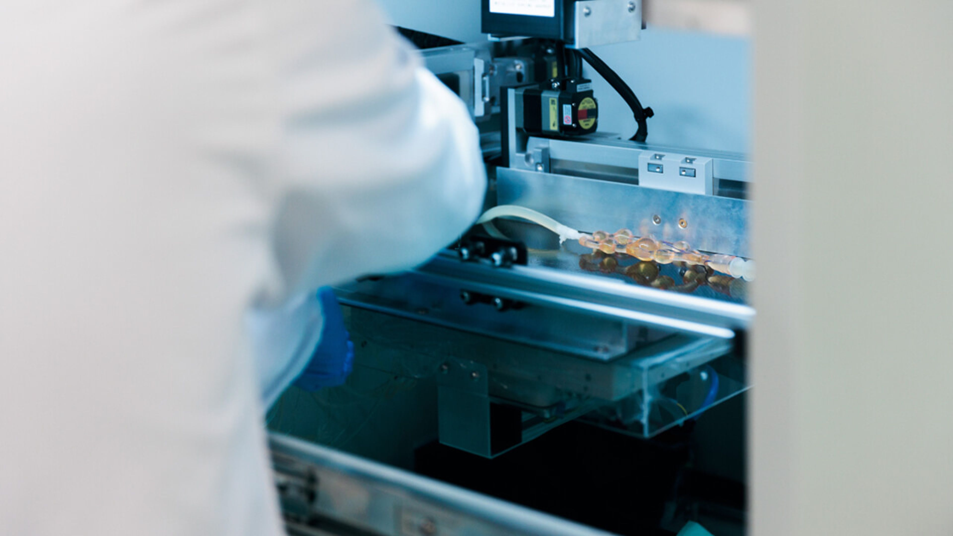 A close-up of a medical device in a lab