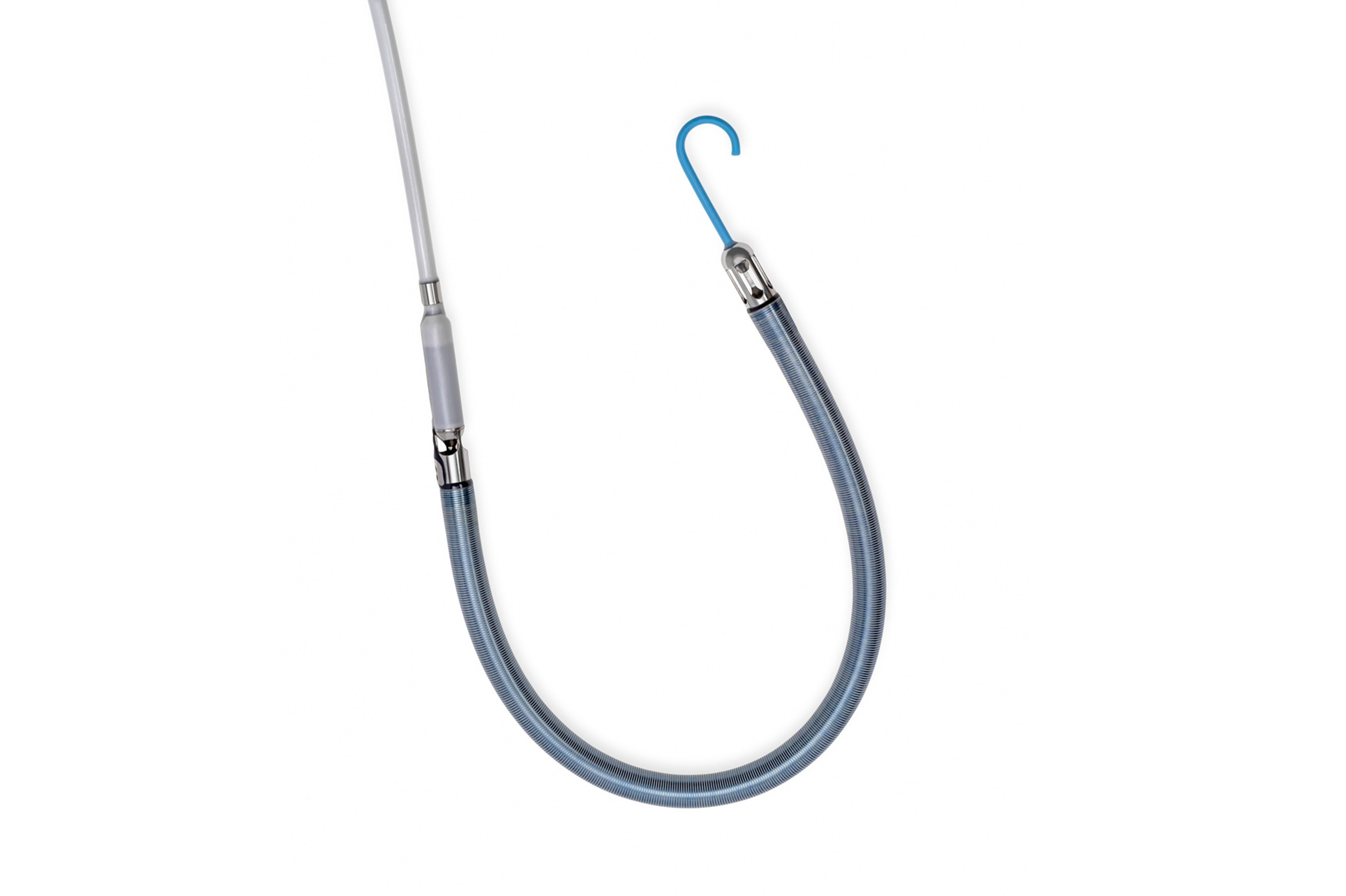 Product image of an Impella RP Flex™ with SmartAssist® shown with its catheter and flexible cannula on a white background.