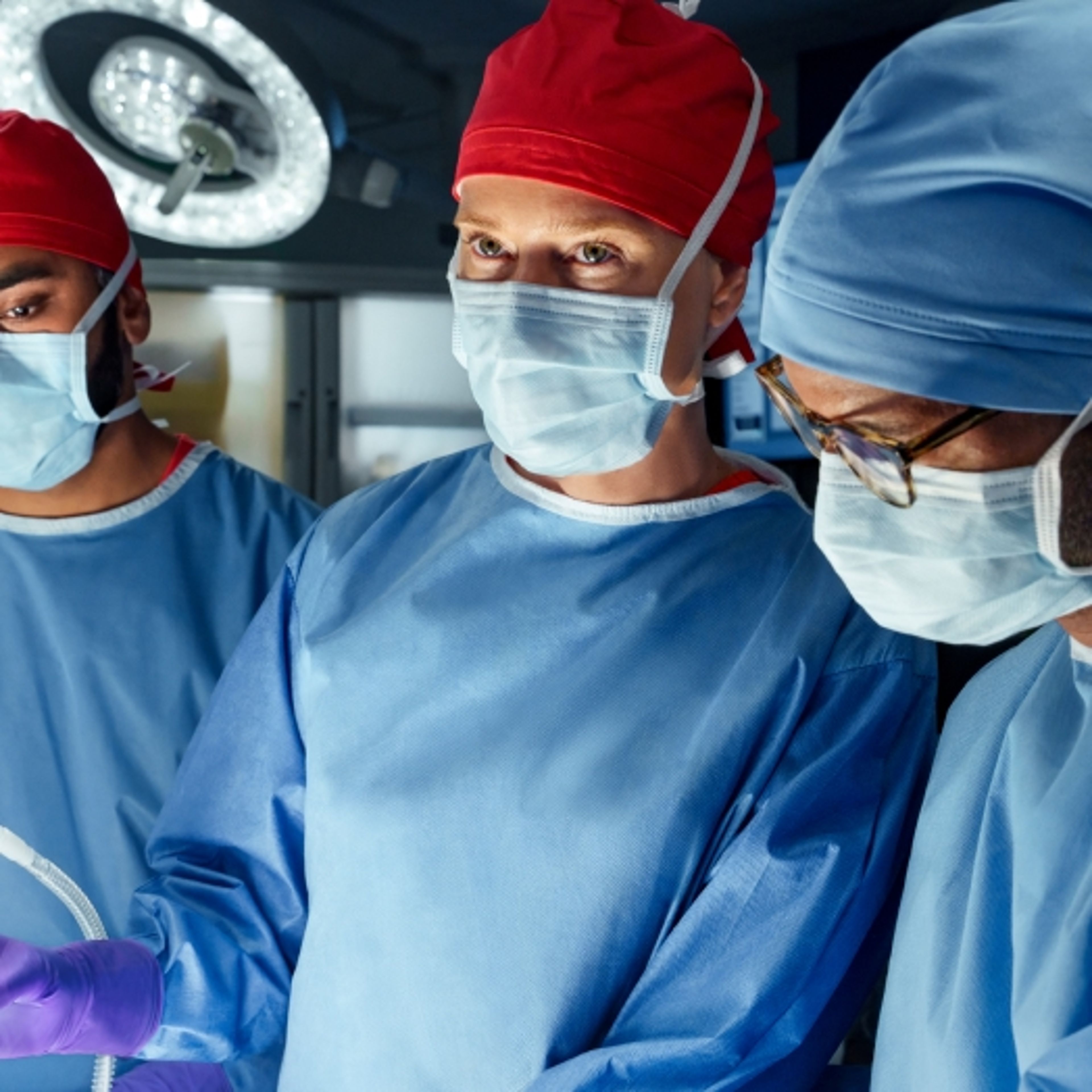 Surgical team performing an operation