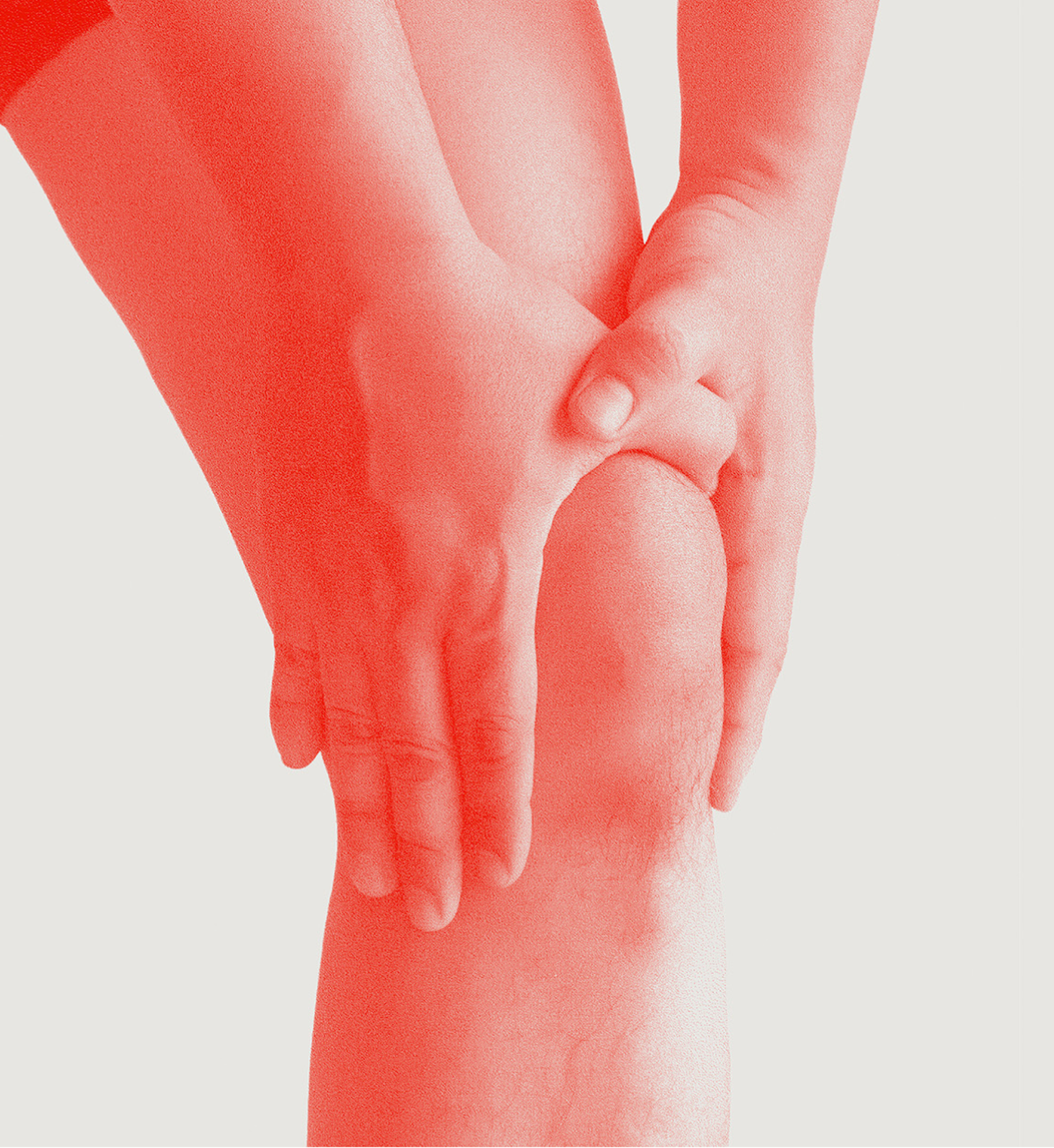 hands holding a knee as if in pain