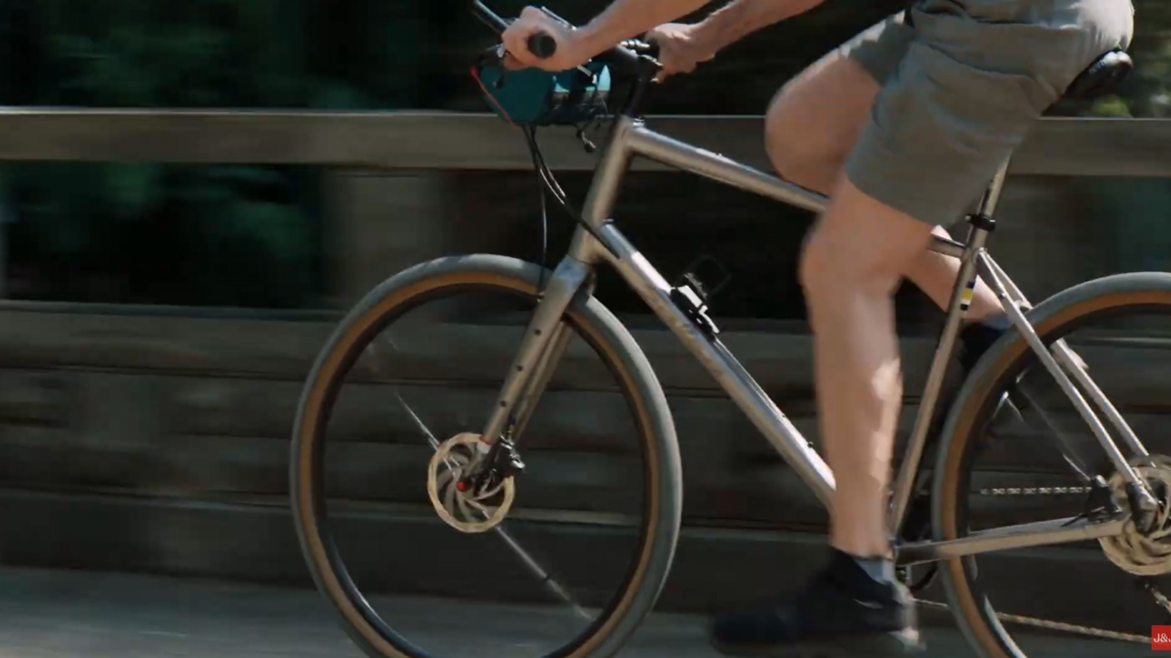 Person riding a bicycle outdoors