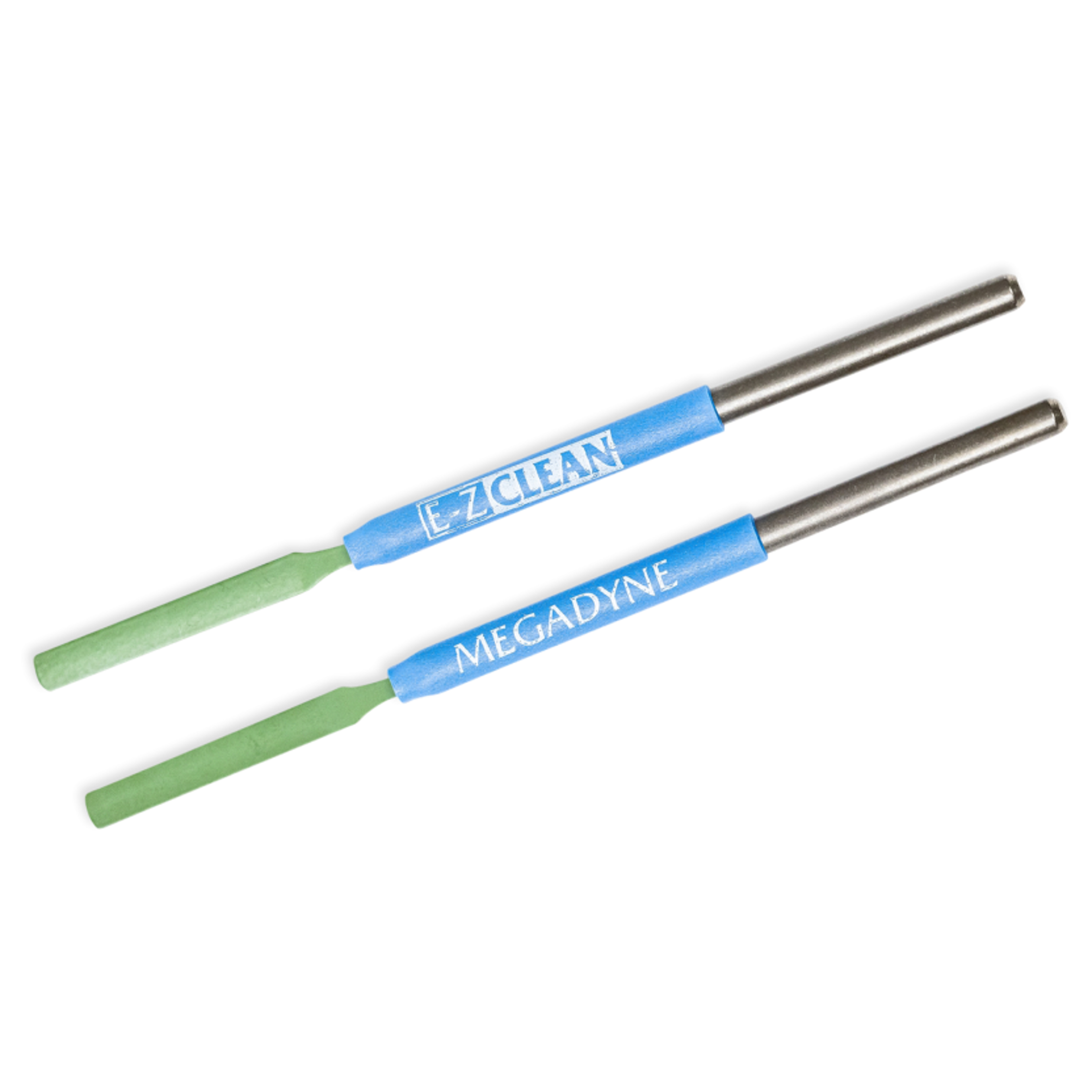 Two MEGADYNE™ E-Z CLEAN Electrosurgical Electrodes out of the packaging