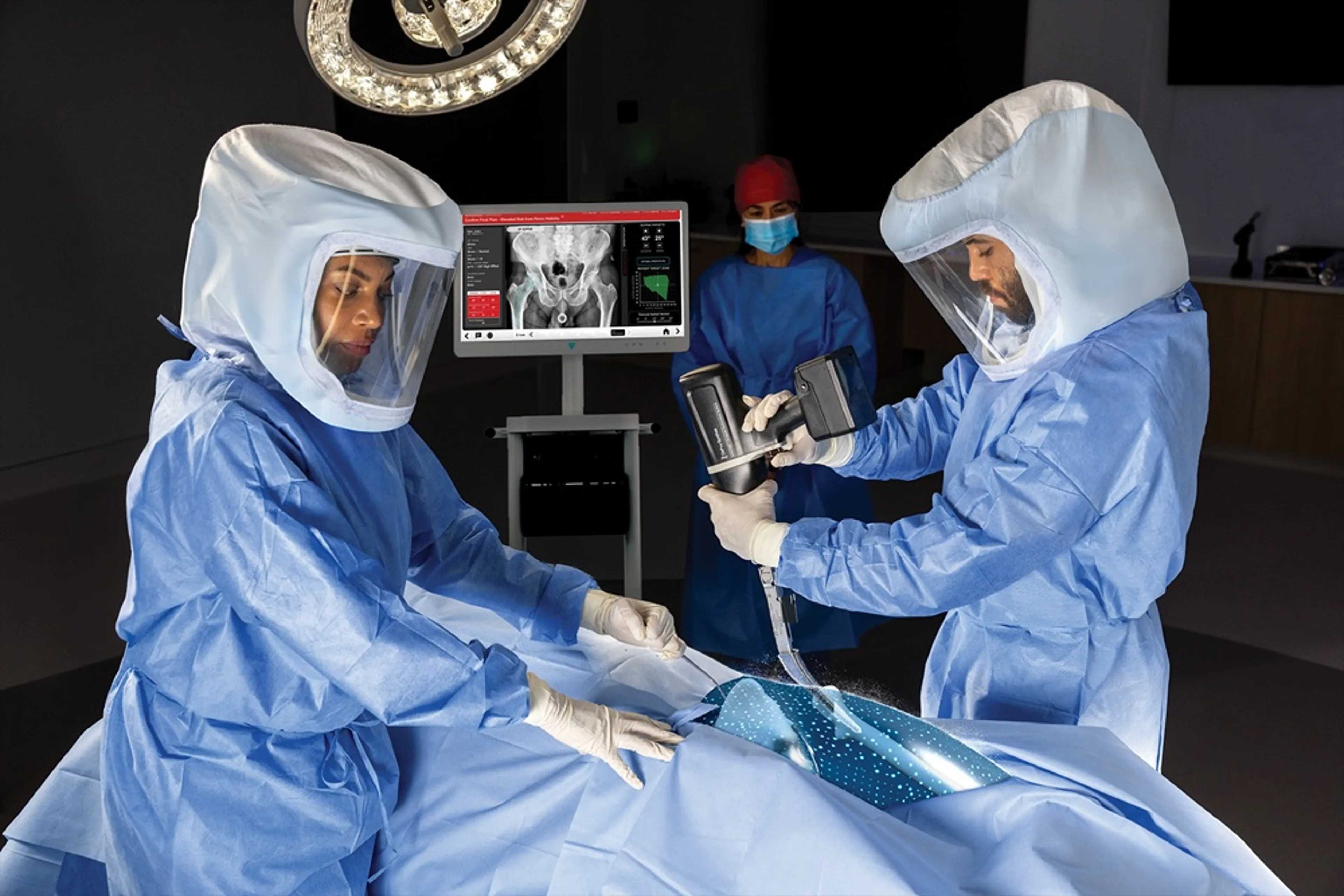 Two surgeons working on patient