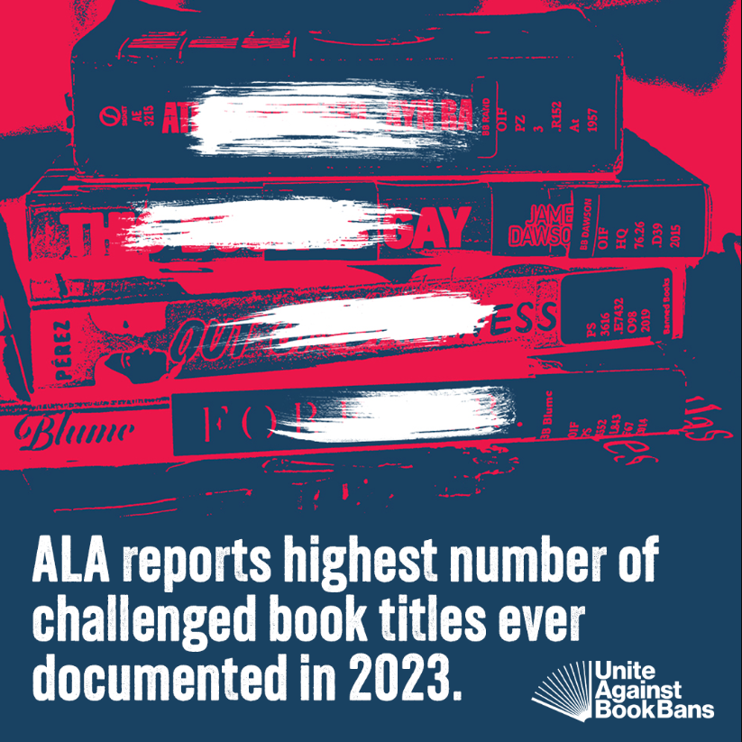 ALA reports highest number of challenged book titles ever documented in 2023.