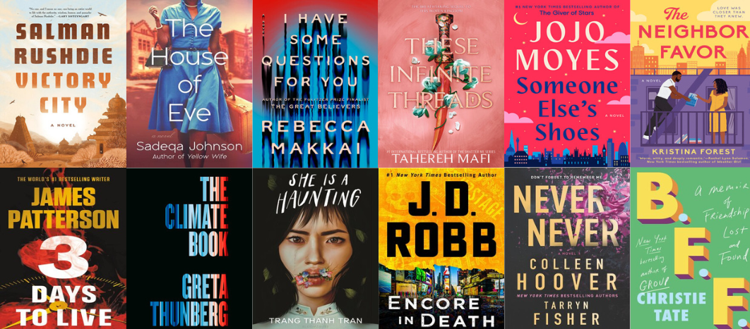 Collage of book covers being released in February 2023