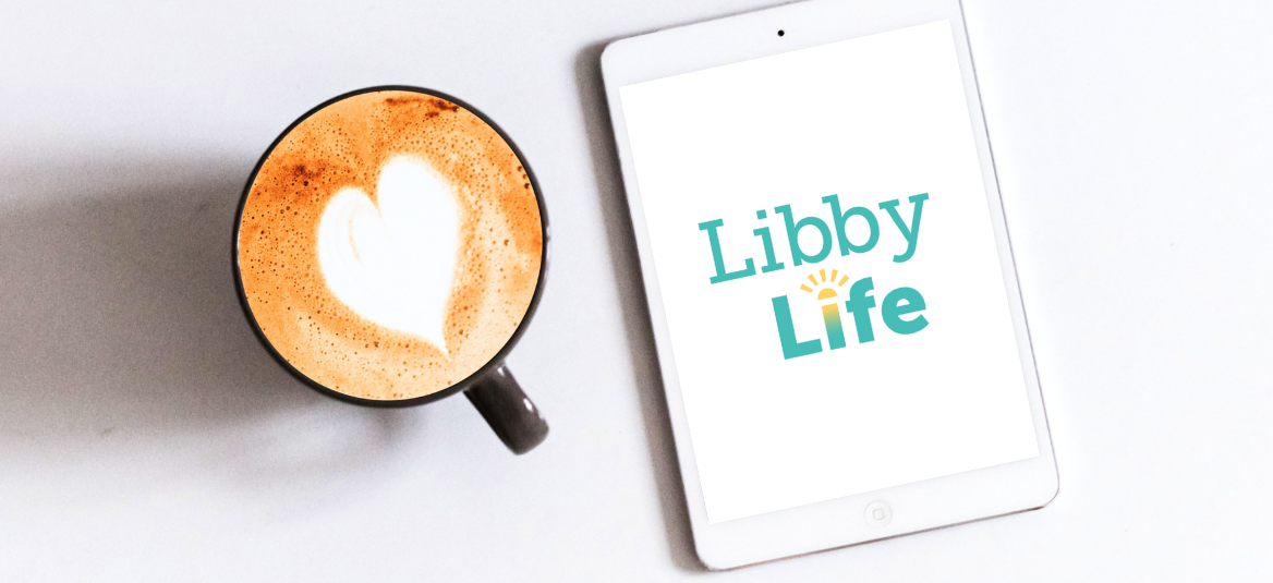 Coffee and an iPad with the Libby Life logo