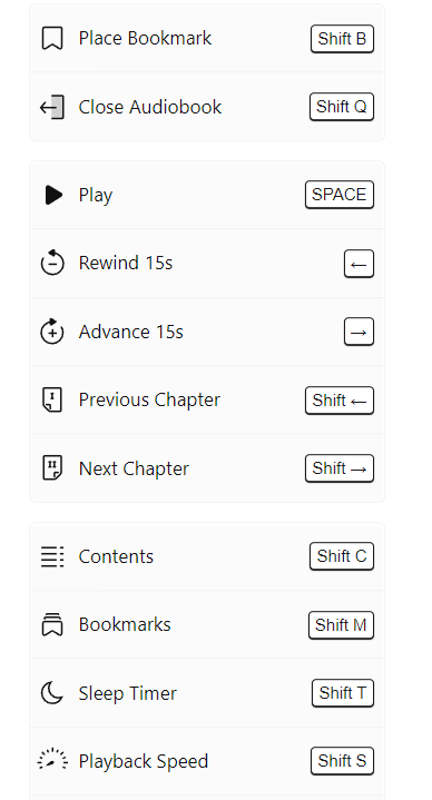 More keyboard shortcuts