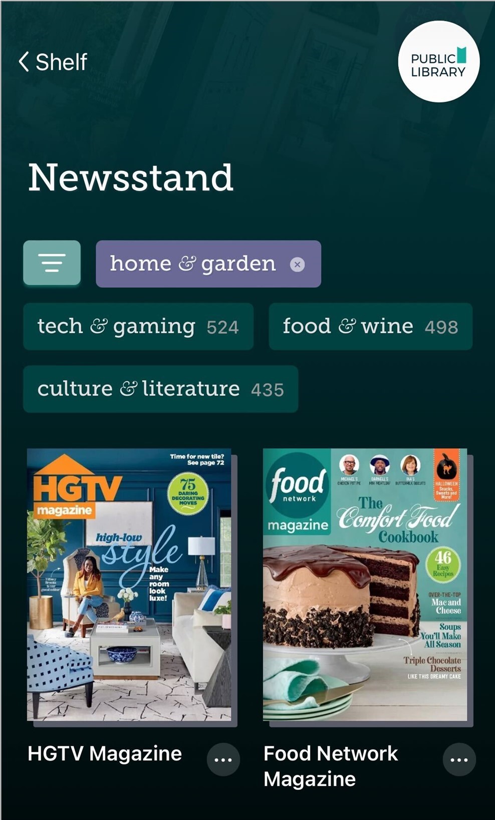 Newsstand in the Libby app