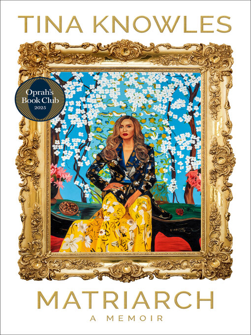 A vibrant portrait of Tina Knowles seated against a lush, floral backdrop. She is depicted wearing a yellow skirt and black top, exuding strength and grace. The illustration is framed within an ornate gold border, reminiscent of a cherished family heirloom, symbolizing the themes of legacy and generational wisdom that permeate the book.