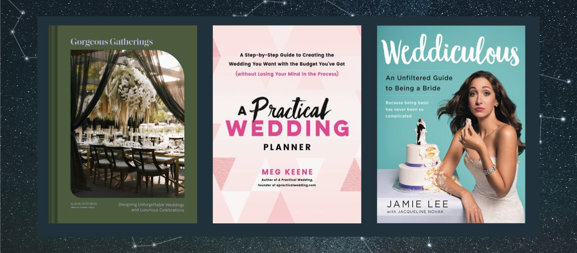 Starry, zodiac sky and wedding planning books