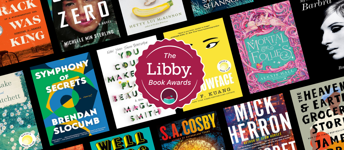 Collage of book covers with the Libby Book Awards logo.