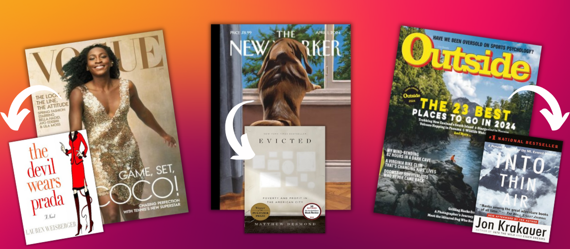 Magazines and book pairings