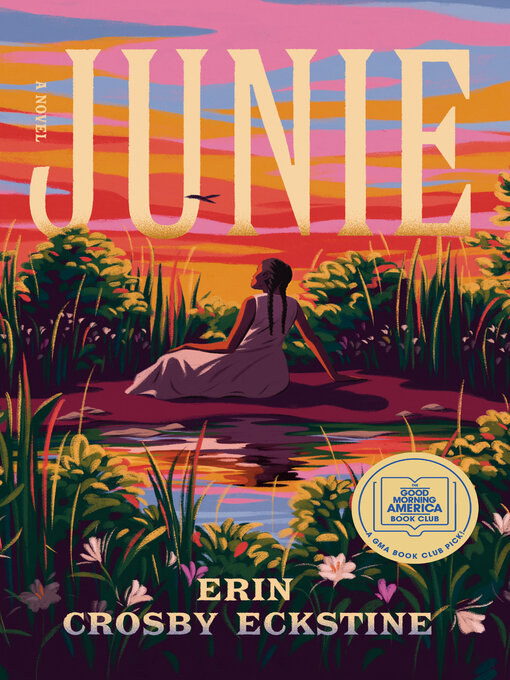 A warm-toned, illustrated cover of a woman sitting in a field of tall grass and flowers, gazing toward a pink and purple sunset sky with a bird flying. 