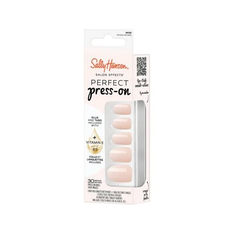 Sally Hansen Salon Effects Perfect Press-On in Petite French design, featuring a soft pink ombre effect.