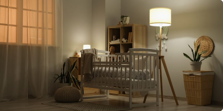 Iluminación y textiles para habitación del bebé