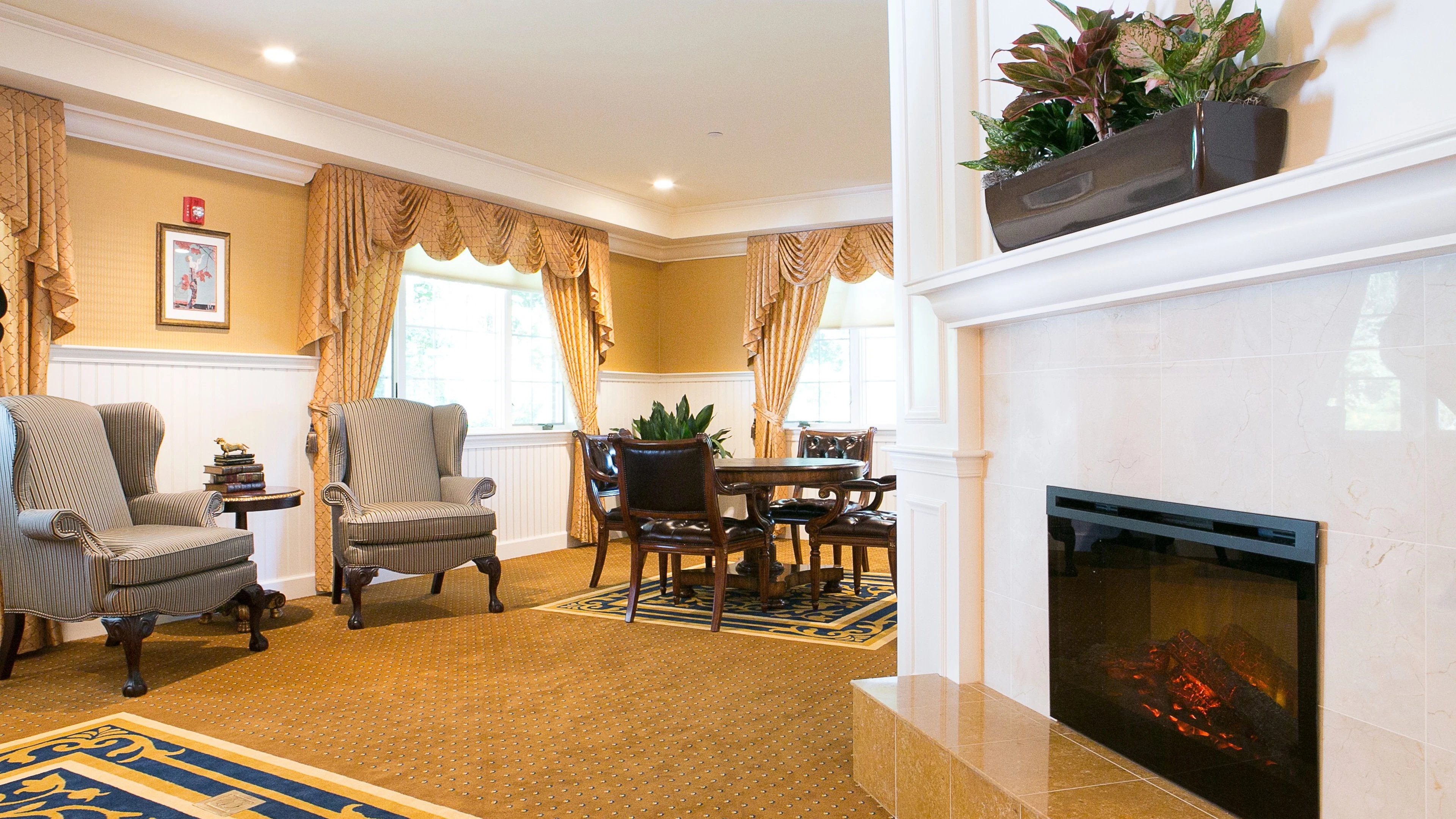 Litchfield fireplace seating in Club Room