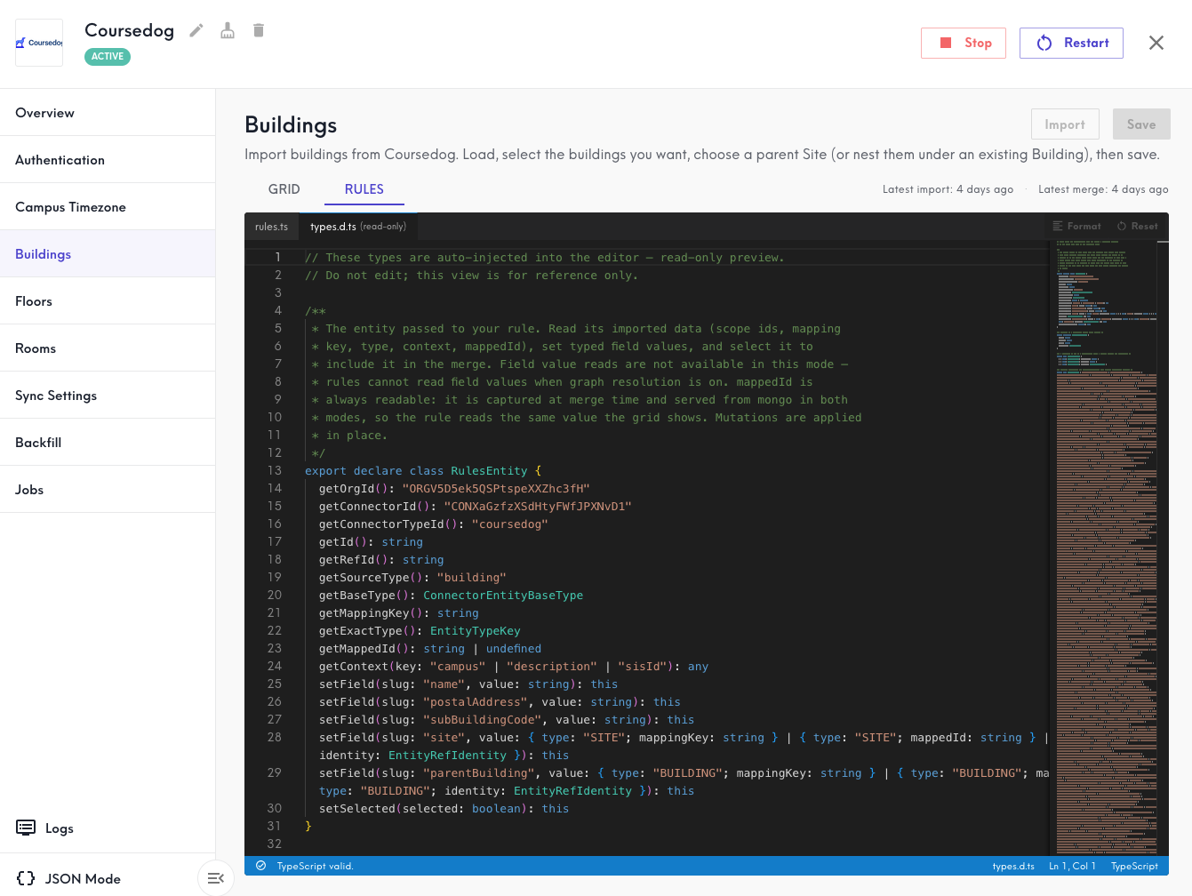 Screenshot of the types.d.ts tab
