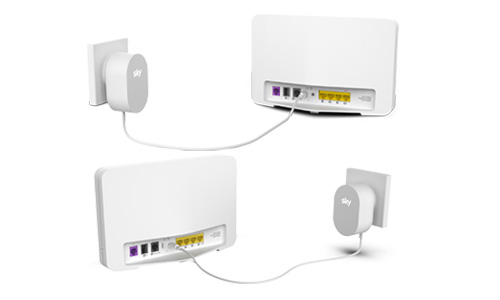 Sul retro del tuo Sky Wifi Hub la porta di alimentazione elettrica è la quarta da sinistra.