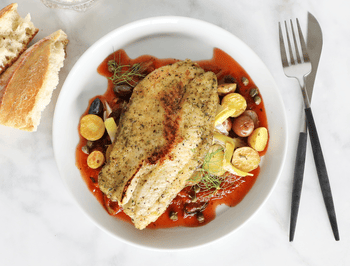 Tomato Puttanesca Sauce & Garlic & Herb Tilapia