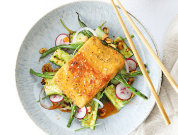 Teriyaki Sesame Salmon + Smashed Cucumber Salad