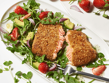 Strawberry & Avocado Salad with Honey Chipotle Salmon