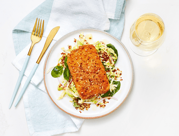 Honey Chipotle Salmon with Savoy Cabbage + Quinoa Slaw