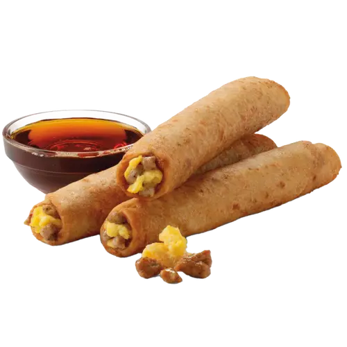 Breakfast taquitos with maple syrup